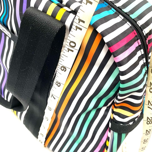 LeSportsac black white stripe multicolor tote - Picture 10 of 14